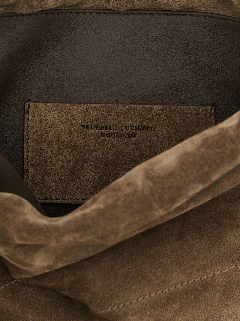 Brunello Cucinelli Pochette en cuir de veau marron