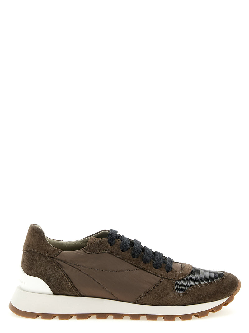 Brunello Cucinelli Bicolor Calfskin Athletic Sneakers