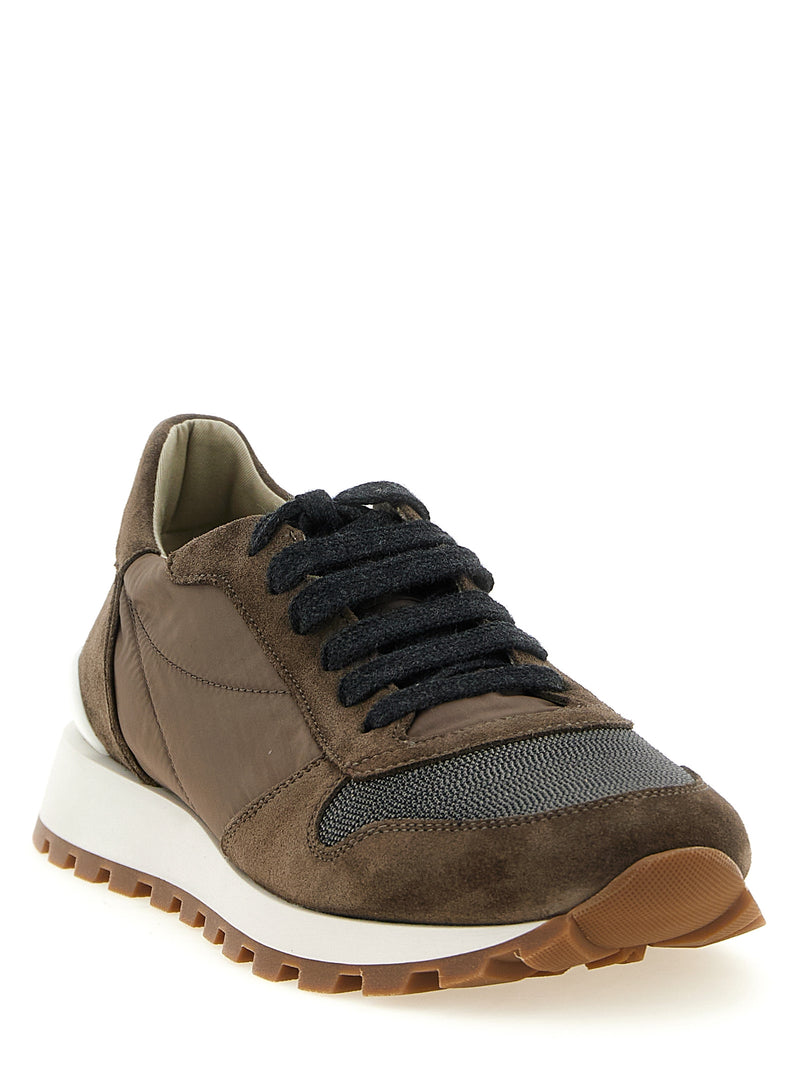 Brunello Cucinelli Bicolor Calfskin Athletic Sneakers