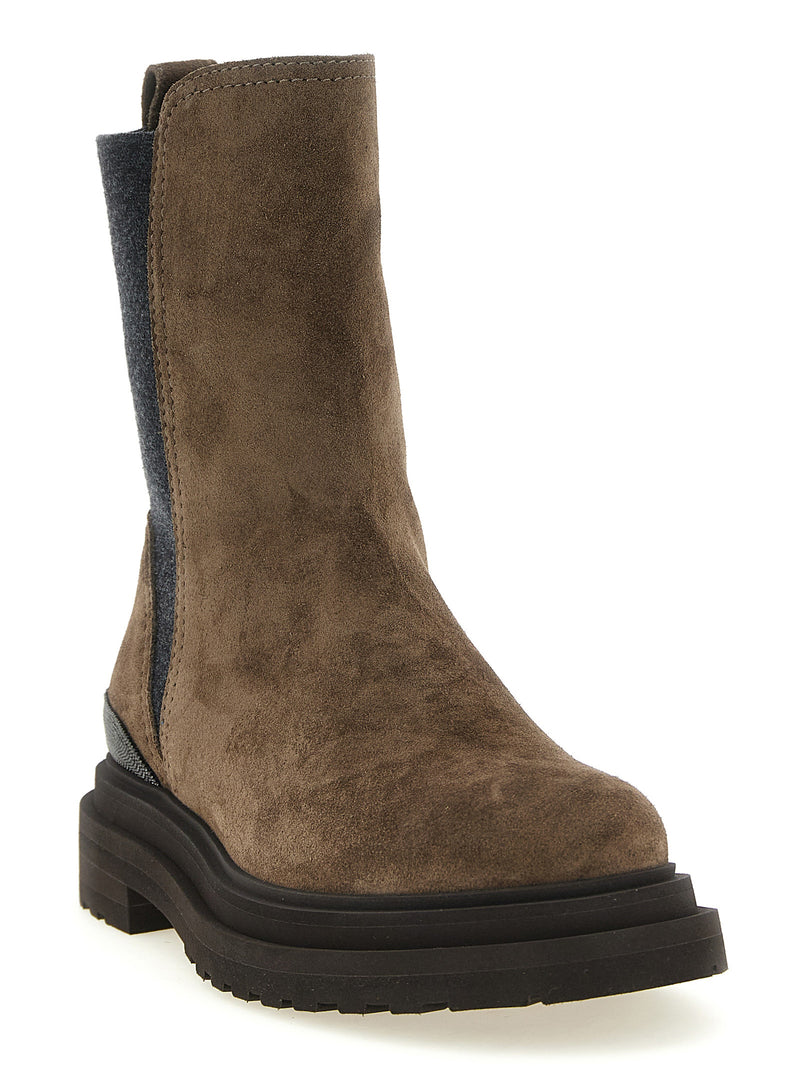 Bottines Brunello Cucinelli en veau marron