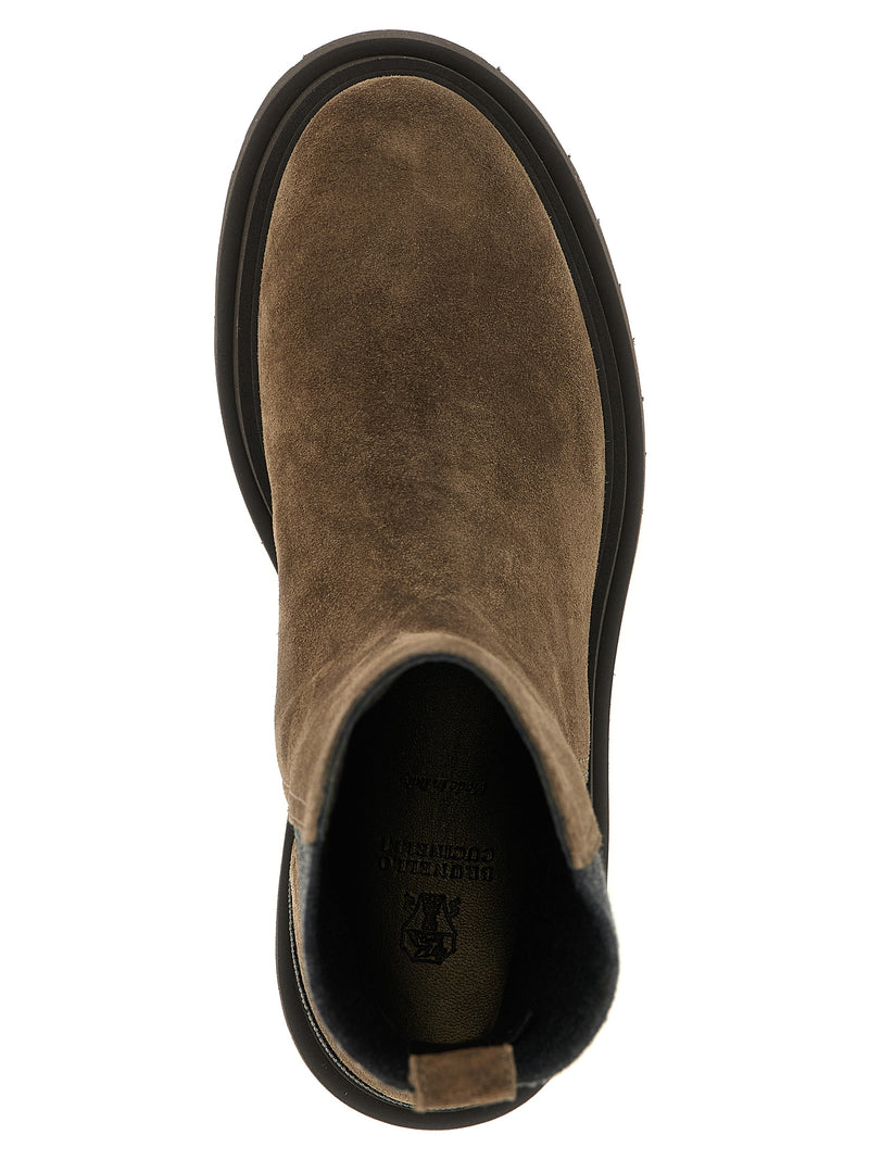 Bottines Brunello Cucinelli en veau marron