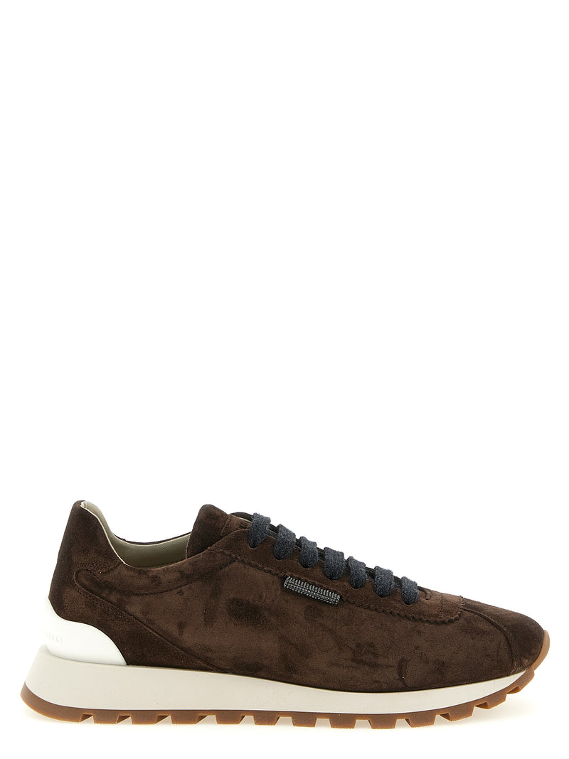 Baskets Brunello Cucinelli en cuir de veau marron