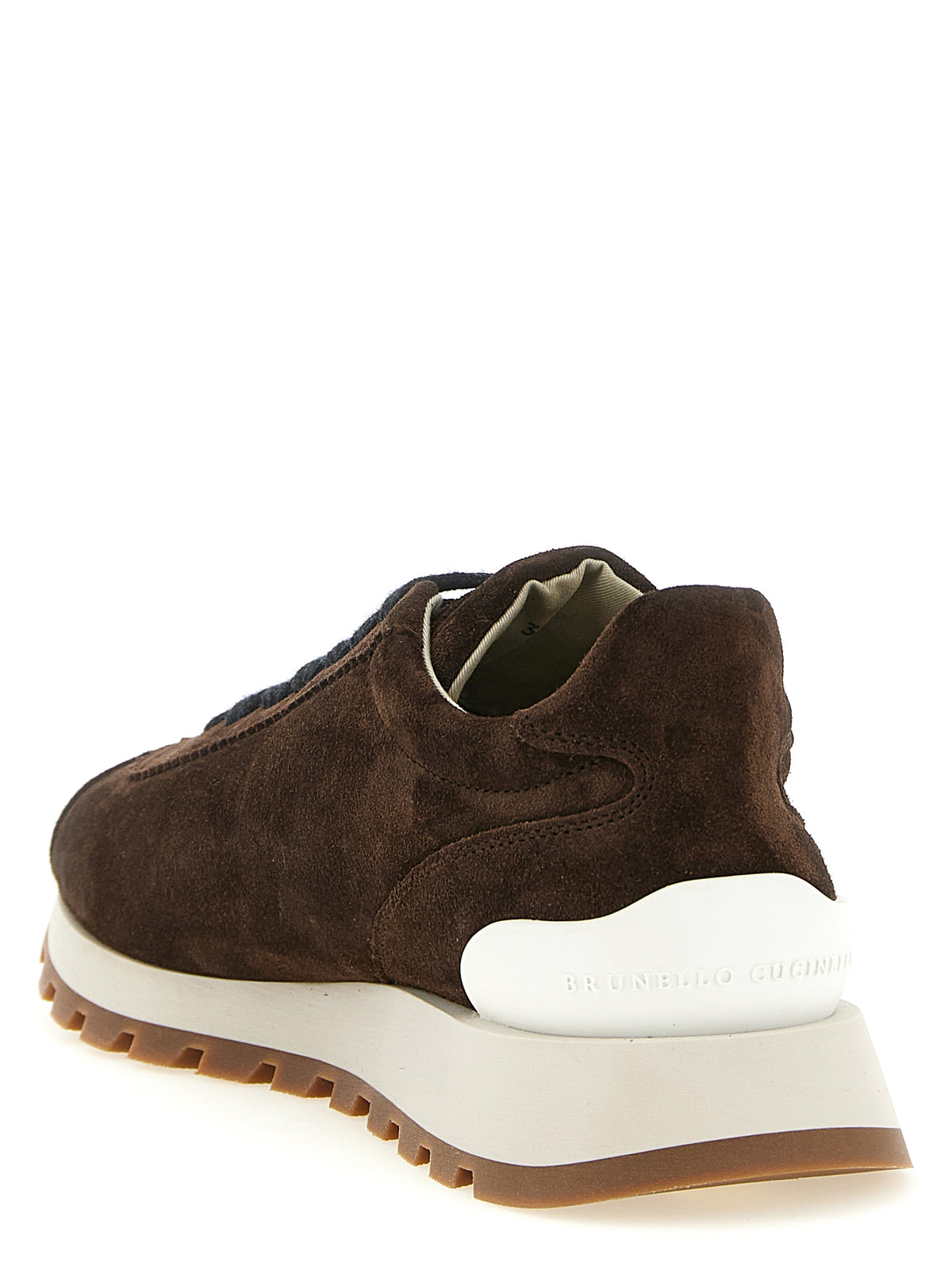 Baskets Brunello Cucinelli en cuir de veau marron