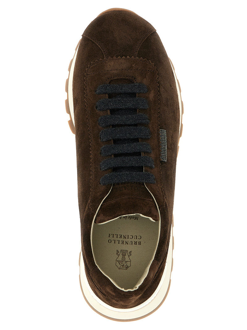 Baskets Brunello Cucinelli en cuir de veau marron