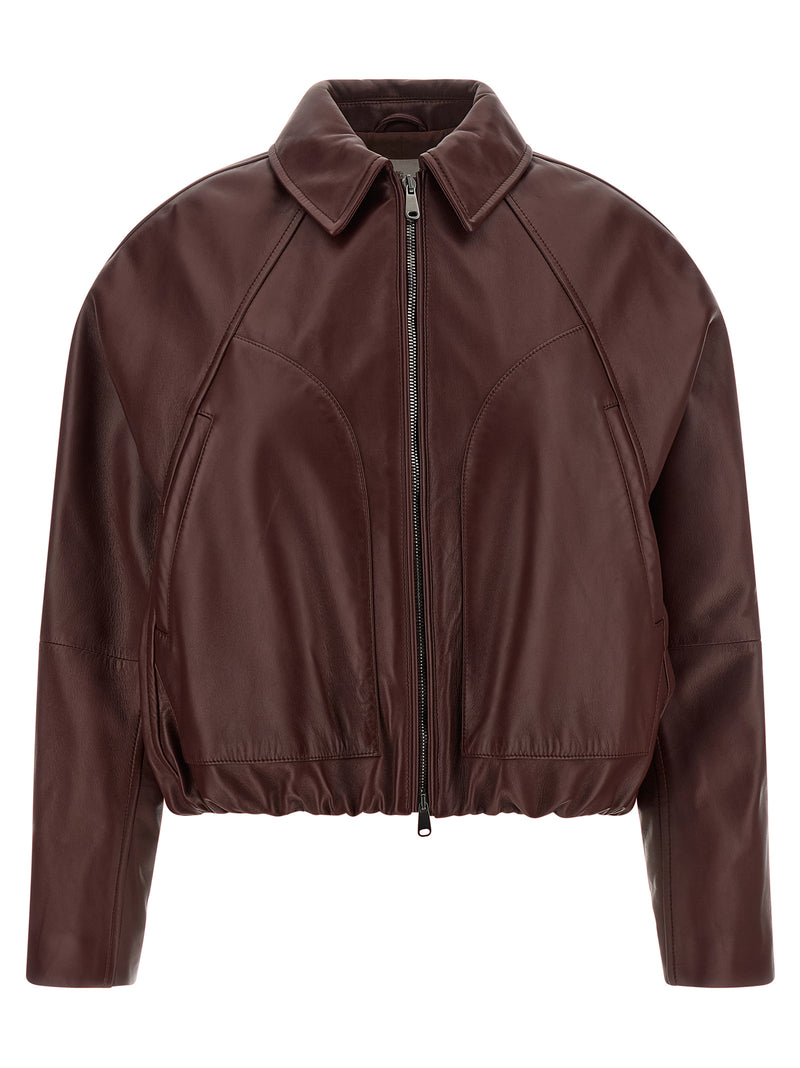 Brunello Cucinelli Bordeaux Calfskin Leather Jacket