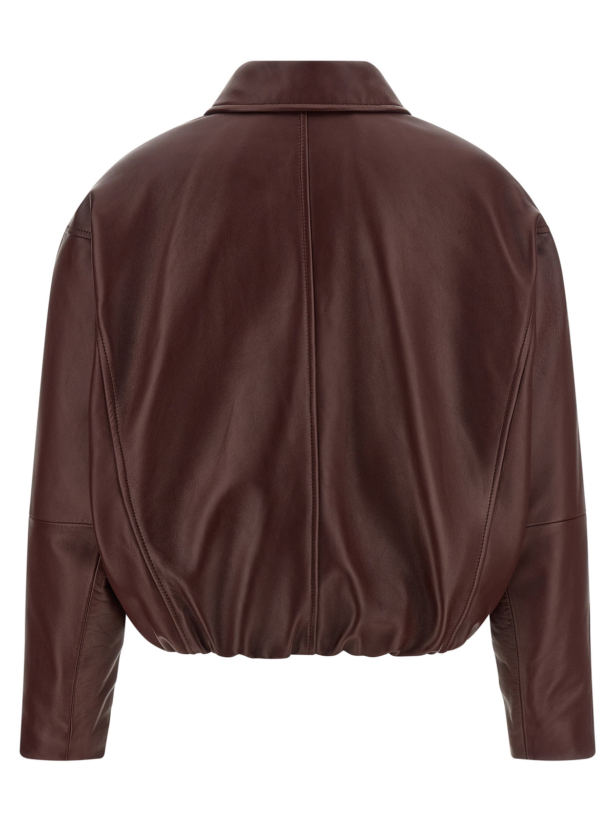 Veste en cuir de veau bordeaux Brunello Cucinelli