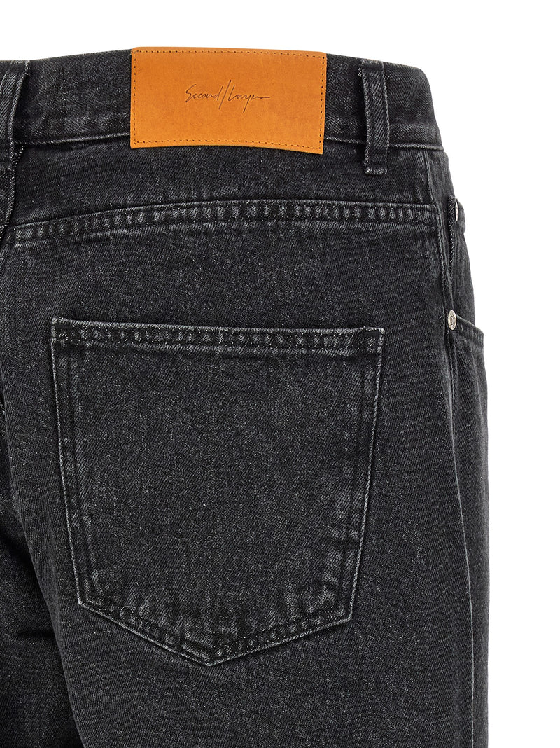 SECOND/LAYER Jean droit en coton noir