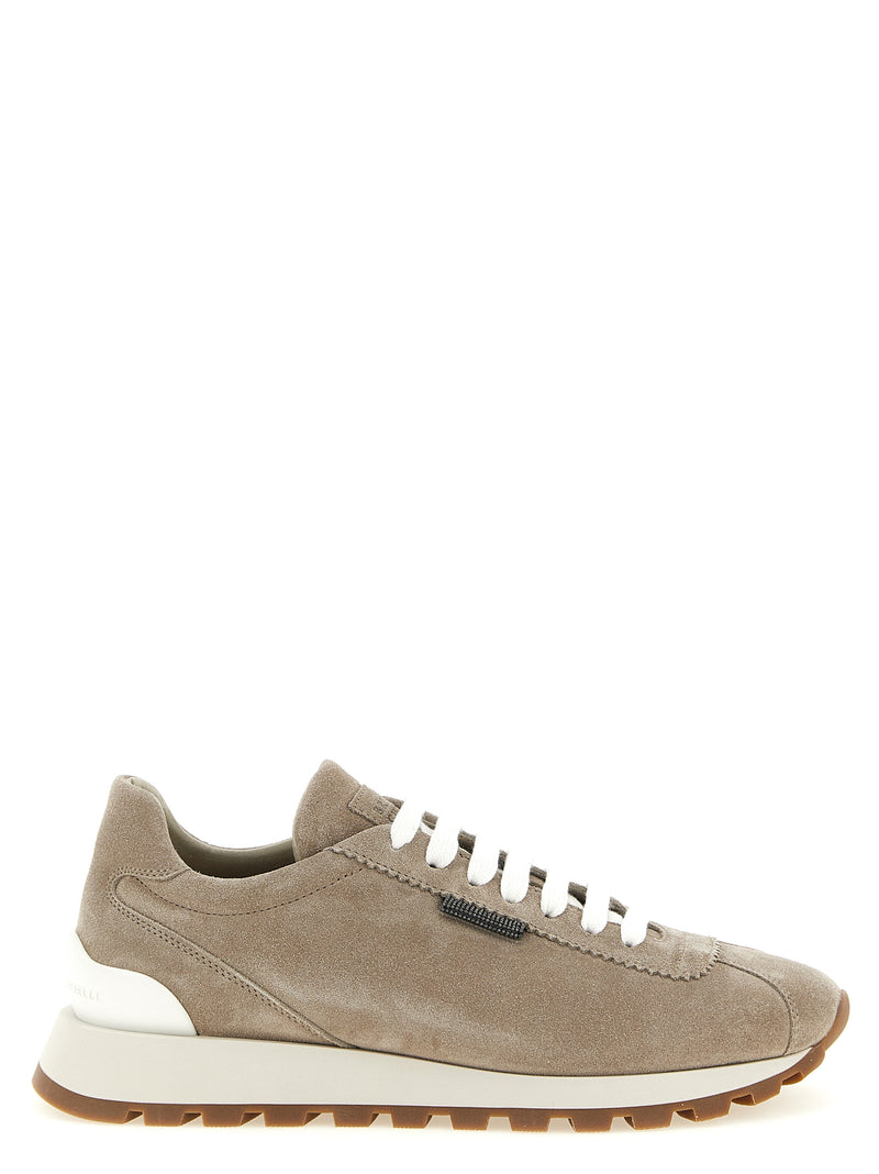 Baskets athlétiques Brunello Cucinelli en cuir de veau beige