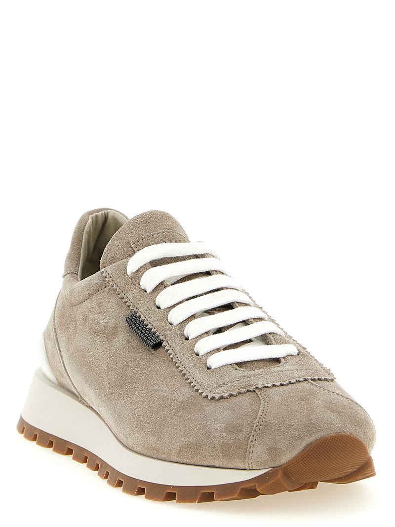 Baskets athlétiques Brunello Cucinelli en cuir de veau beige