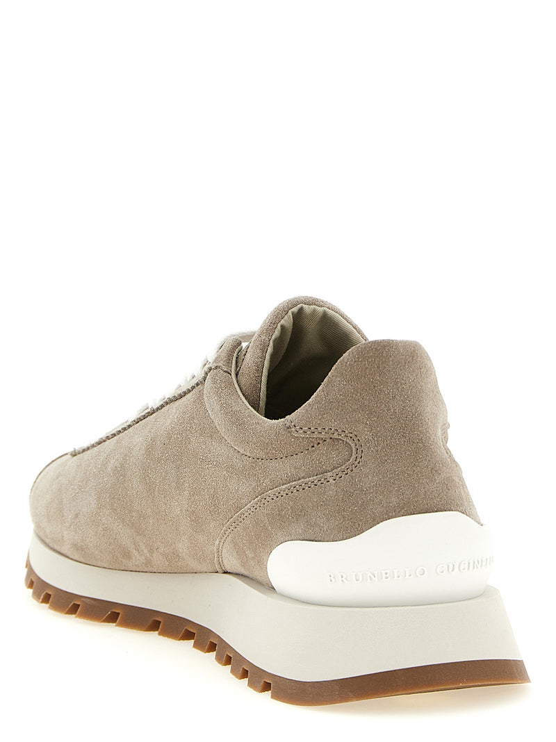 Baskets athlétiques Brunello Cucinelli en cuir de veau beige