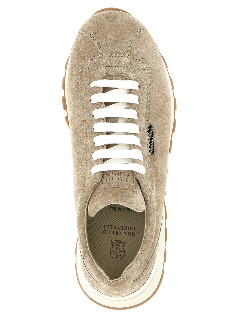 Baskets athlétiques Brunello Cucinelli en cuir de veau beige