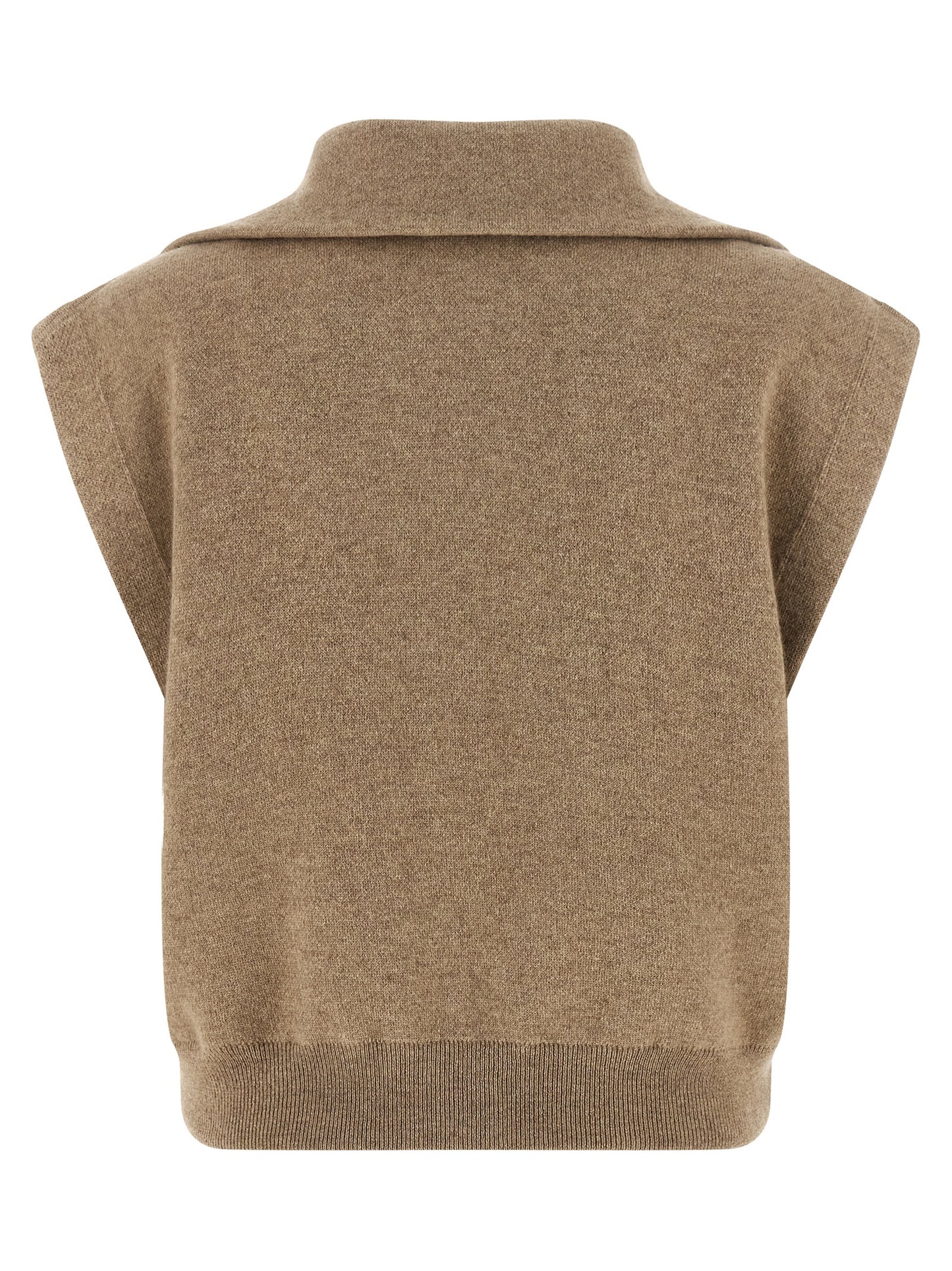 Brunello Cucinelli Beige Cashmere Sleeveless Jacket