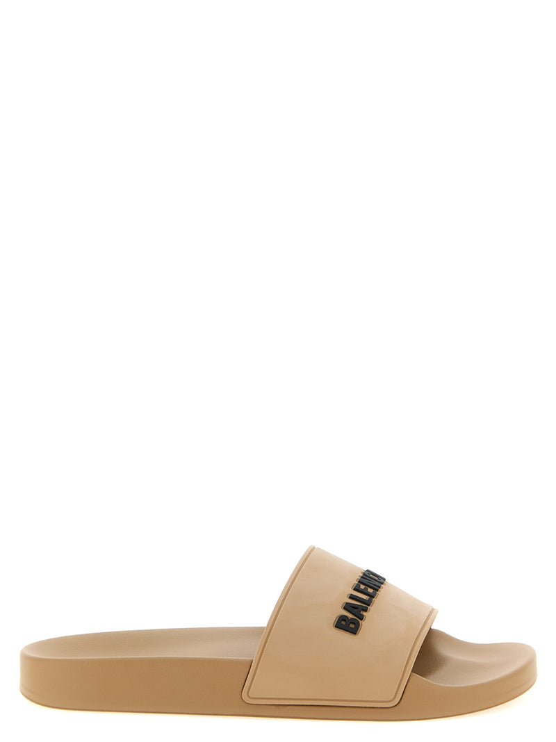 Balenciaga Beige Slide Pool Sandals for Women