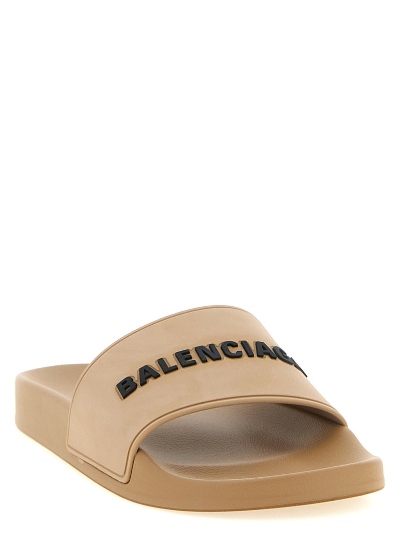 Balenciaga Beige Slide Pool Sandals for Women