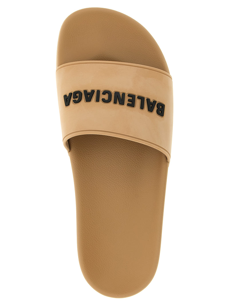 Balenciaga Beige Slide Pool Sandals for Women