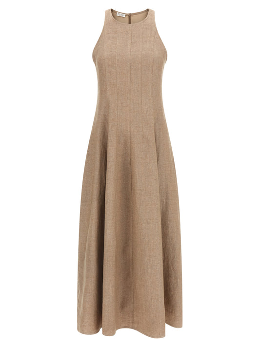 Brunello Cucinelli Beige Linen Long Dress