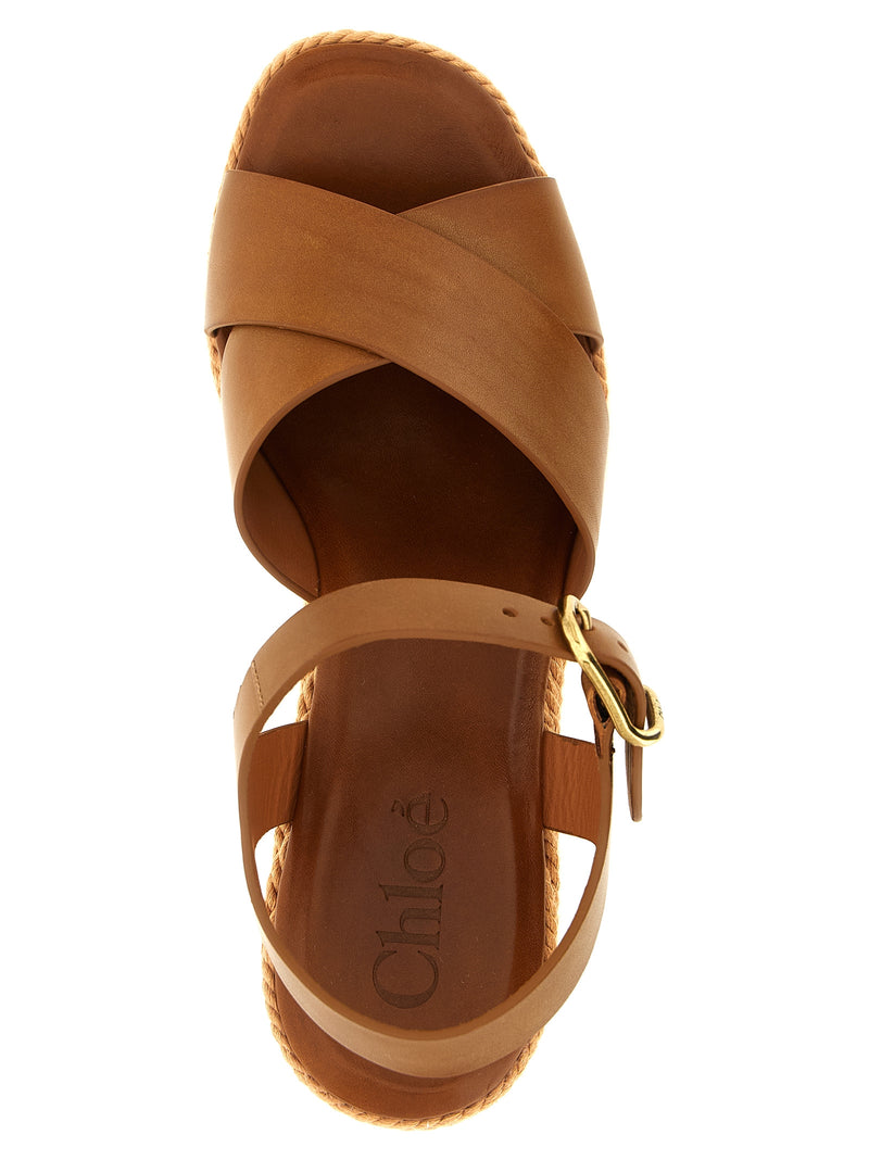 Sandales compensées Chloé en cuir de veau marron