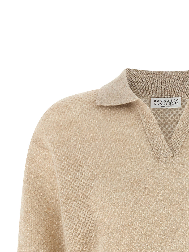 Brunello Cucinelli Gold Wool Polo Shirt