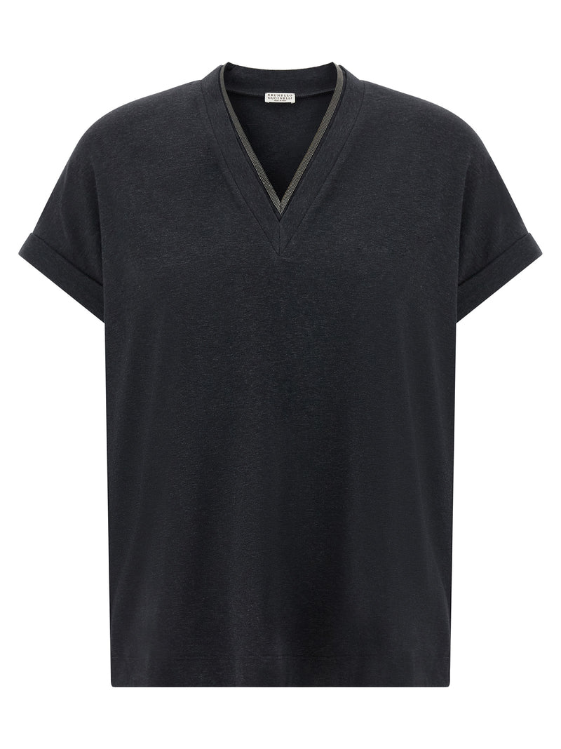 Brunello Cucinelli Gray Cotton T-Shirt for Women