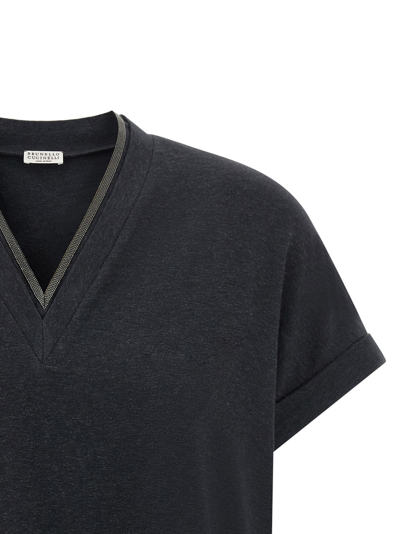 Brunello Cucinelli Gray Cotton T-Shirt for Women