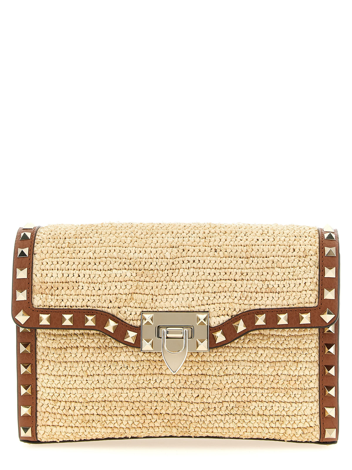 Sac bandoulière en paille beige Valentino Garavani
