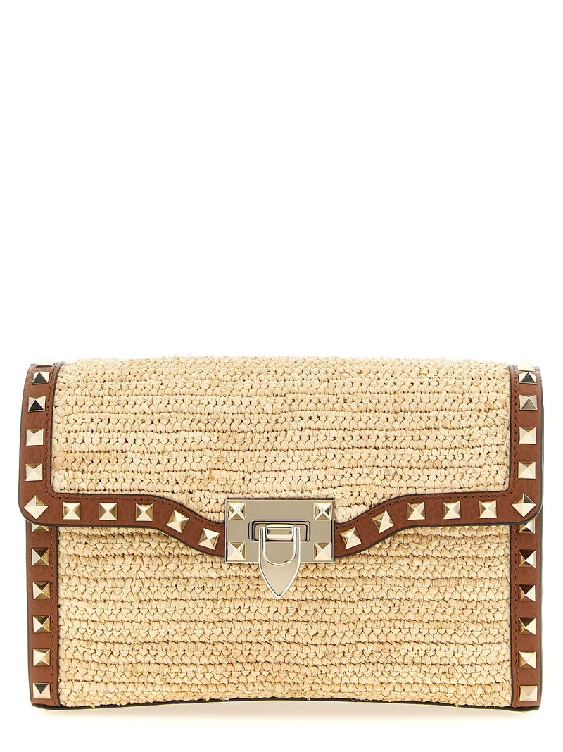 Sac bandoulière en paille beige Valentino Garavani