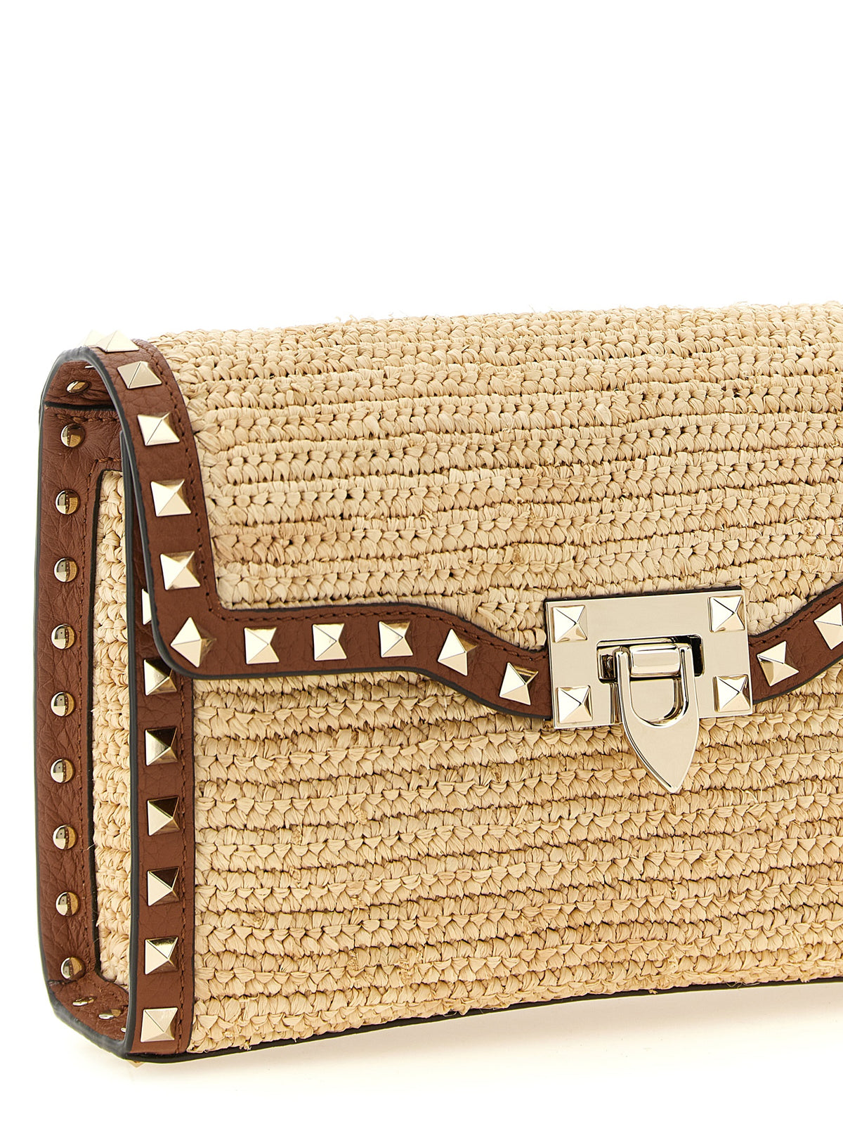 Sac bandoulière en paille beige Valentino Garavani