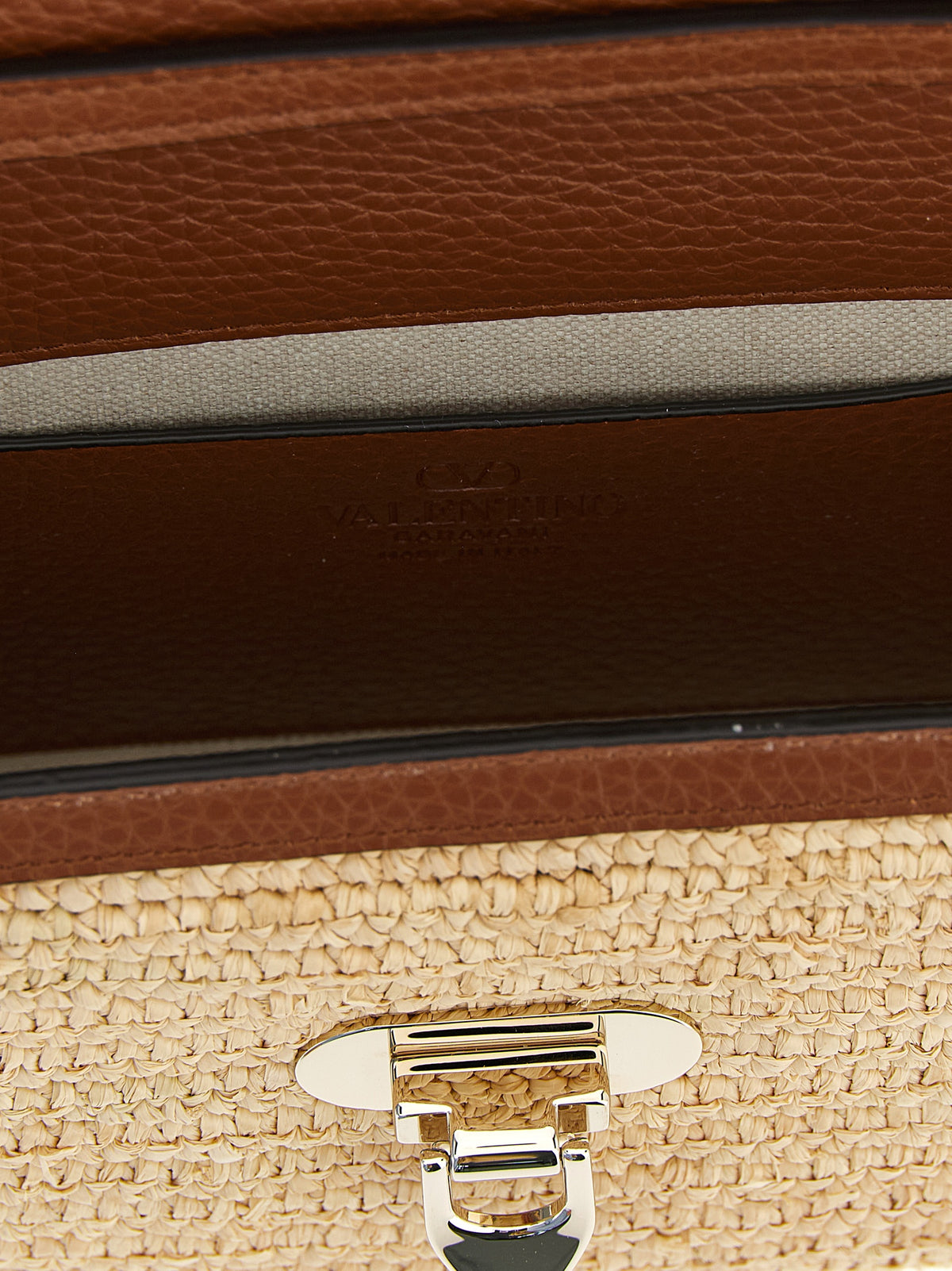 Sac bandoulière en paille beige Valentino Garavani