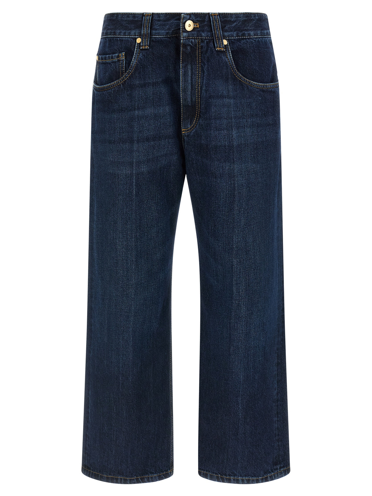 Brunello Cucinelli Jean court en coton bleu