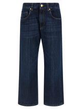 Brunello Cucinelli Jean court en coton bleu
