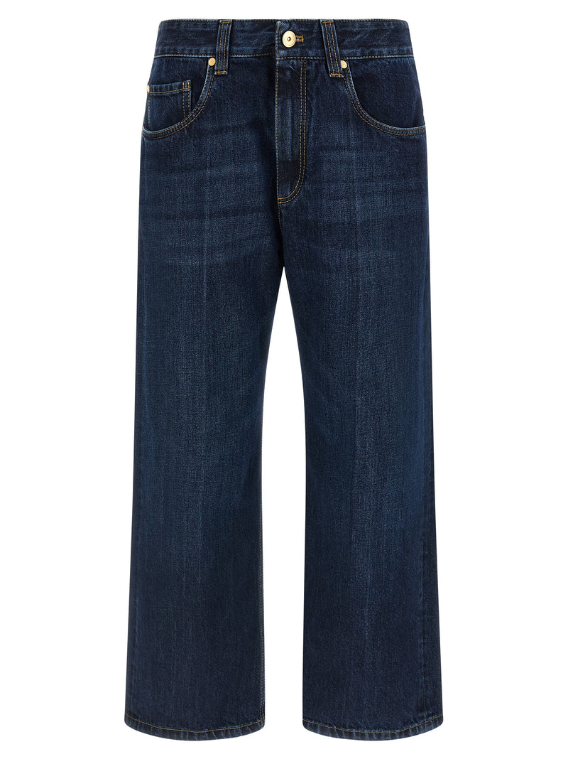 Brunello Cucinelli Blue Cotton Cropped Jeans