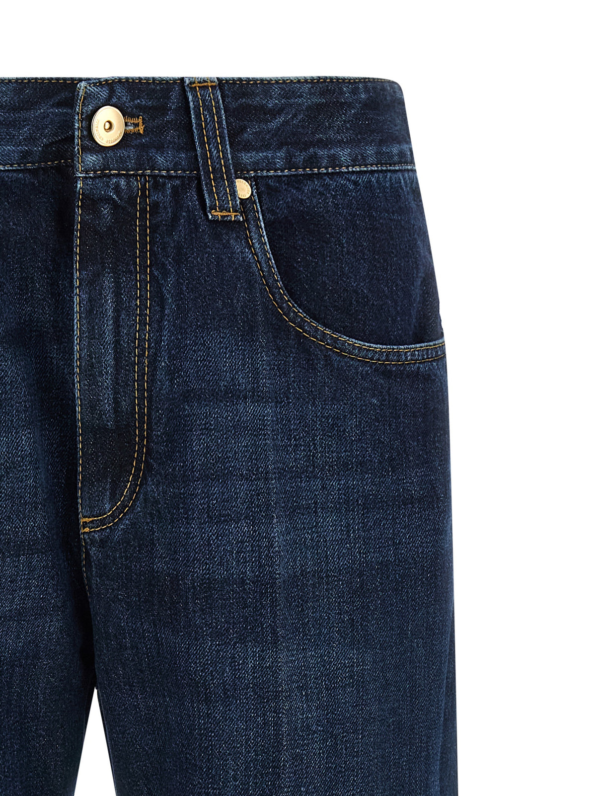 Brunello Cucinelli Jean court en coton bleu