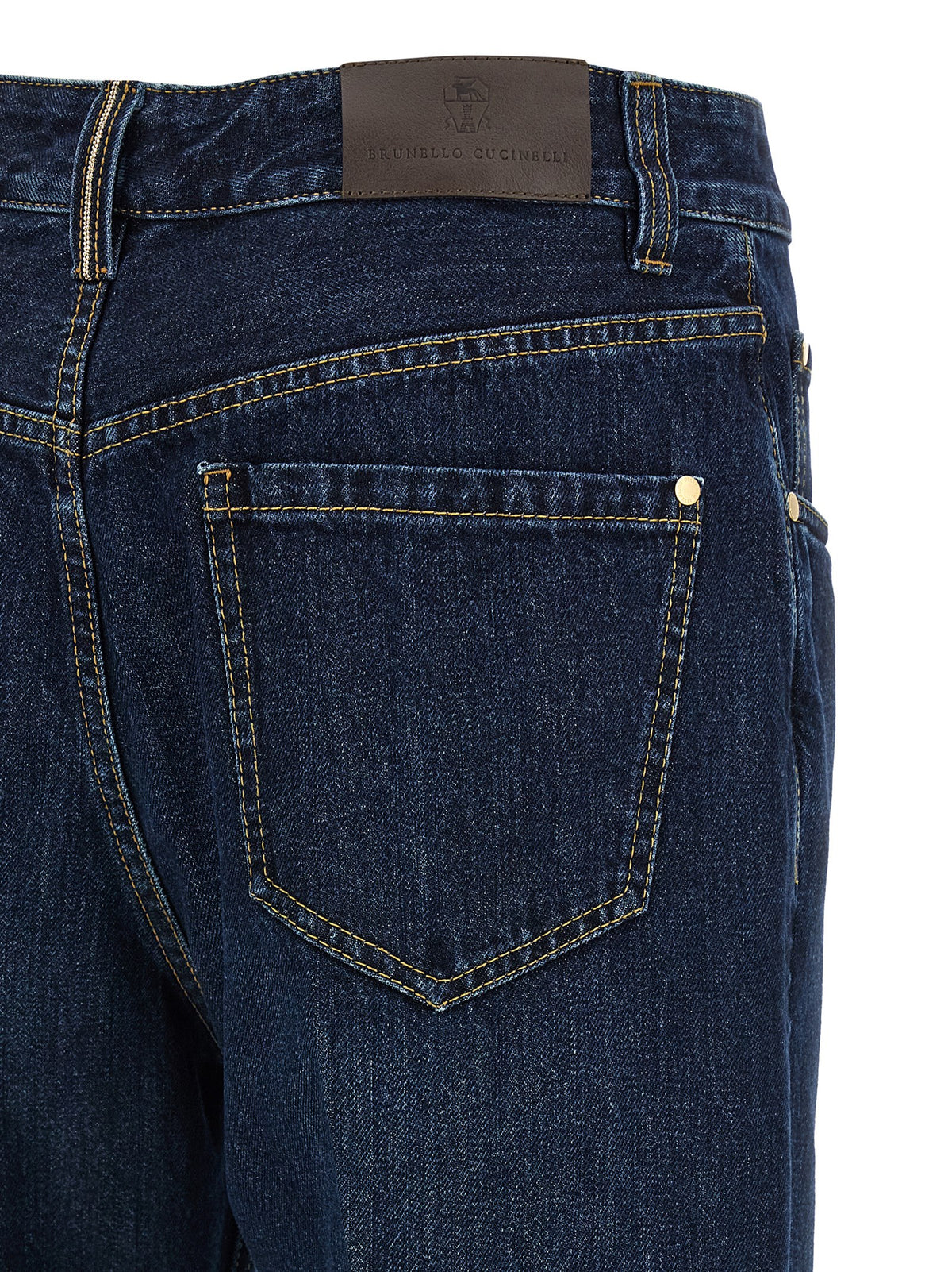 Brunello Cucinelli Jean court en coton bleu