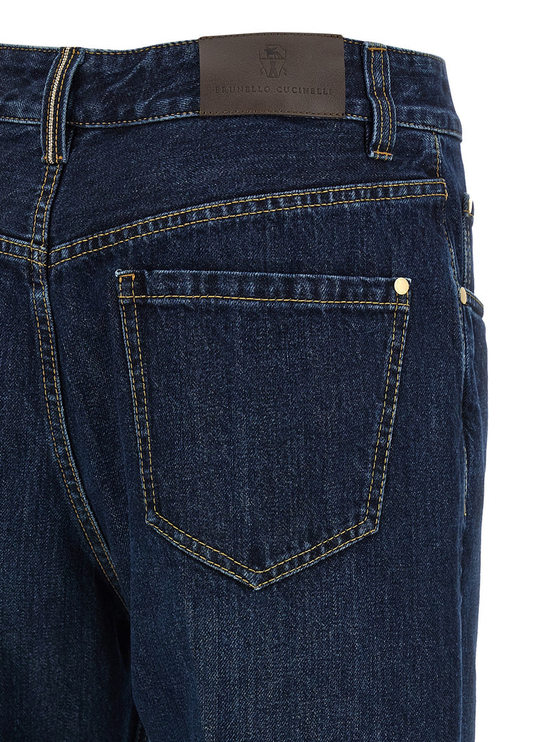 Brunello Cucinelli Blue Cotton Cropped Jeans