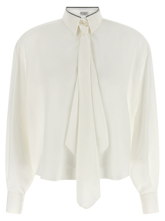 Chemisier en soie blanc Brunello Cucinelli