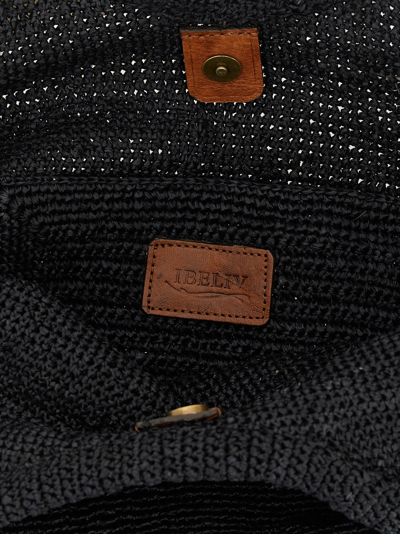 Ibeliv Black Raffia Tote Bag