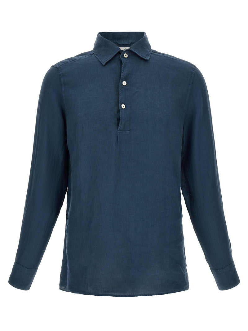 MC2 Saint Barth Blue Linen Polo Shirt
