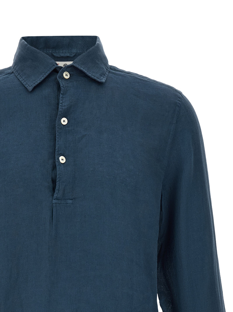 MC2 Saint Barth Blue Linen Polo Shirt