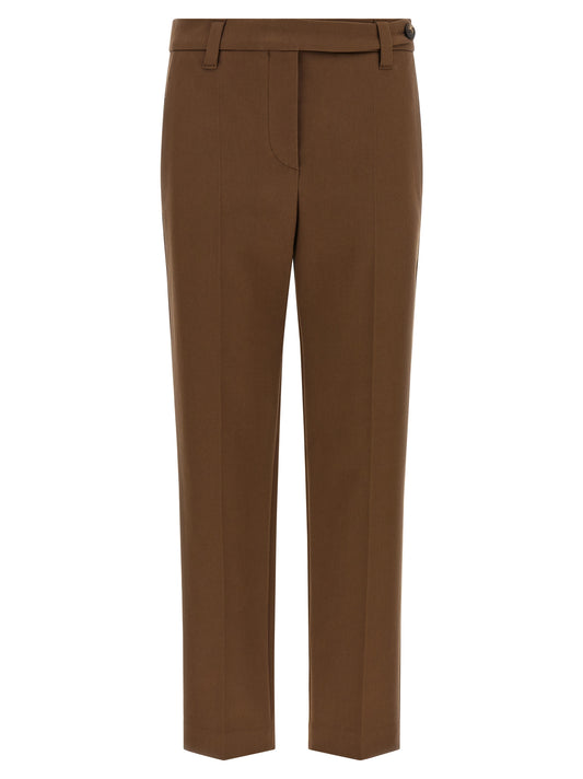 Pantalon cropped Brunello Cucinelli en coton marron