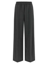 Brunello Cucinelli Pantalon évasé gris en laine vierge