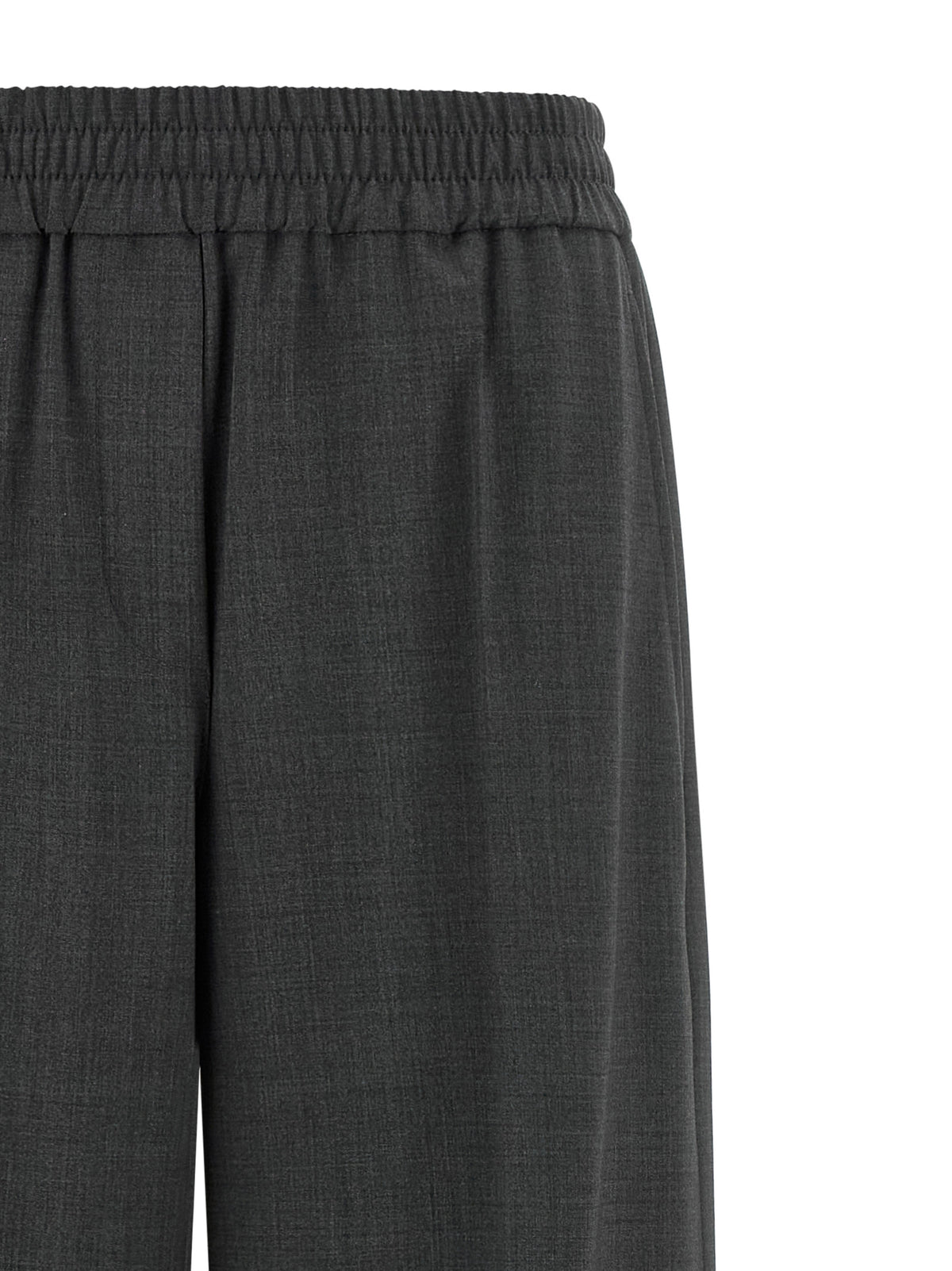 Brunello Cucinelli Pantalon évasé gris en laine vierge
