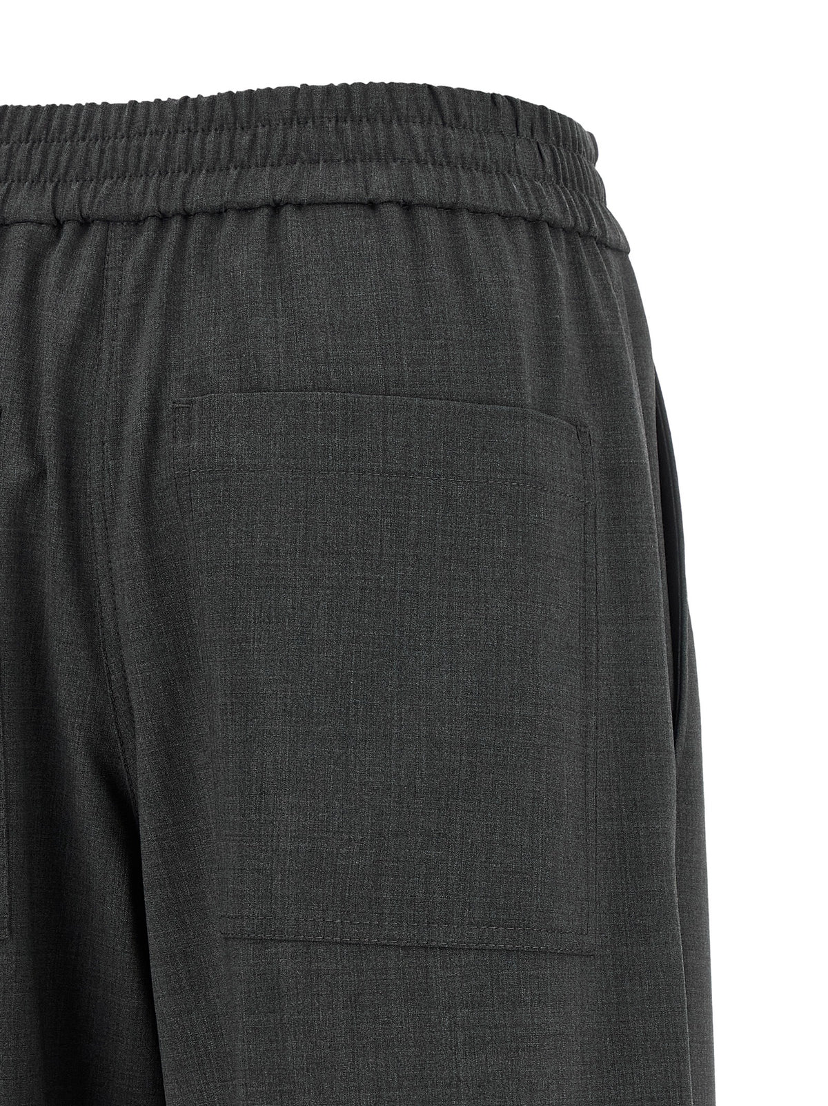 Brunello Cucinelli Pantalon évasé gris en laine vierge