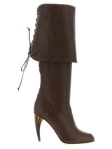 Cuissardes en cuir d'agneau marron Alexander McQueen