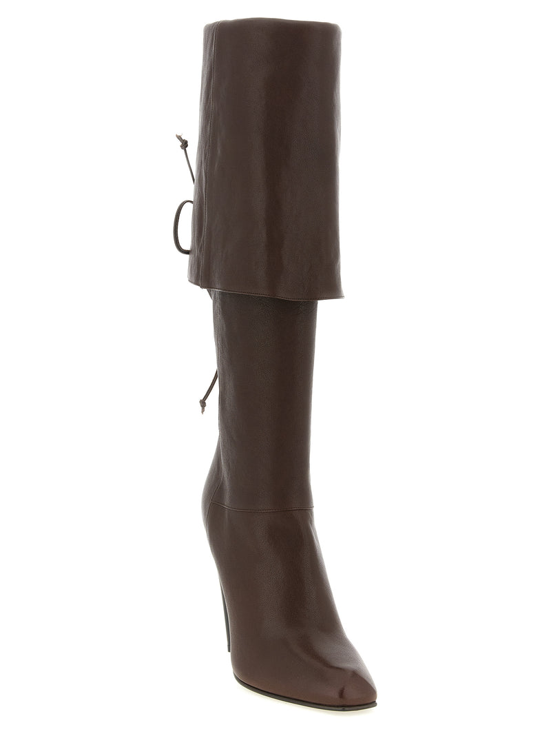 Cuissardes en cuir d'agneau marron Alexander McQueen