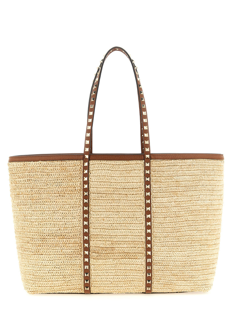 Sac cabas Valentino Garavani en paille beige