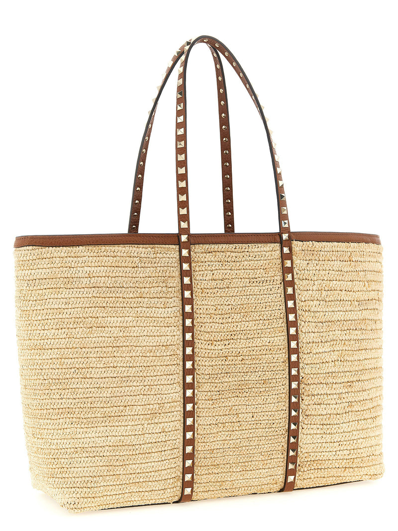 Sac cabas Valentino Garavani en paille beige
