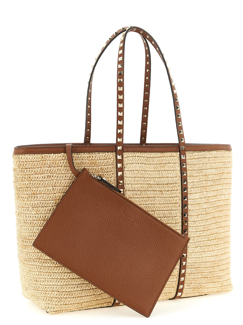 Sac cabas Valentino Garavani en paille beige