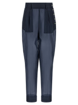 MAISON JEJIA Pantalon décontracté en soie bleue