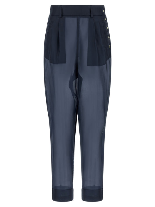 MAISON JEJIA Pantalon décontracté en soie bleue