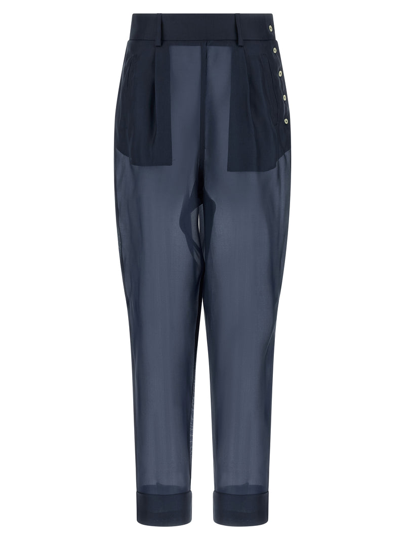 MAISON JEJIA Blue Silk Casual Pants
